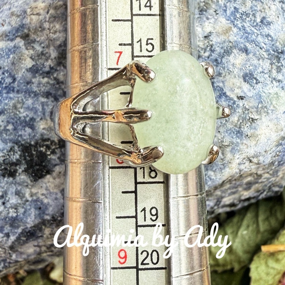 Mint green silver jade ring